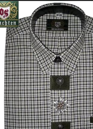 Сорочка бавовняна жіноча сорочка вінтажна в клітинку баварська вінтажна з коротким рукавом в клітинку-l,xl-