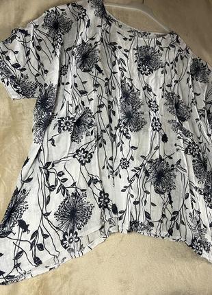 Блуза, туника батал, большого размера, итальялия, вискоза, цветы 1032 фото