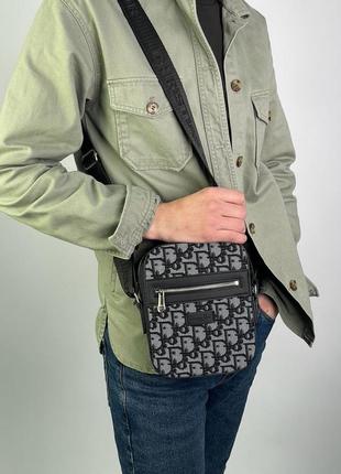 Сумка мужская в стиле christian dior vertical safari messenger bag grey