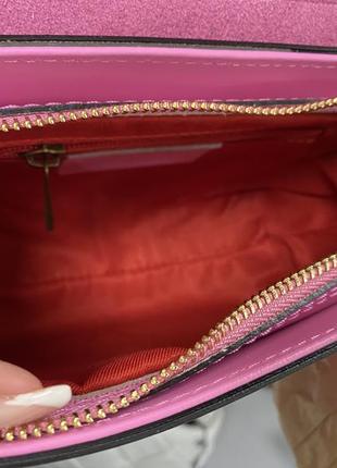 Virginia conti сумка рожева яскрава шкіряна сумка італійська сумка крос-боді4 фото