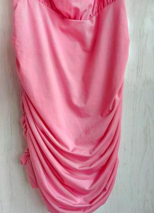 Шикарне сексуальне літнє плаття з відкритою спинок легке короткий рожева з ланцюжком4 фото