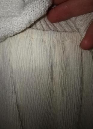 Брюки палаццо высокая посадка из жатой ткани кремовый полупрозрачный стрейч prettylittlething3 фото