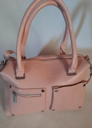 Ефектна сумка пудра-розе2 фото