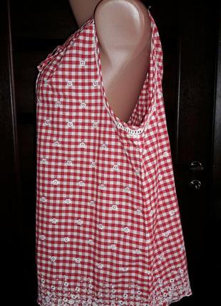 Блуза в клітку з вишивкою (великий розмір)5 фото