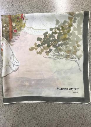 Красивый подписной винтажный платок из натурального шелка7 фото