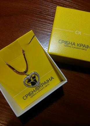 Гарненький срібний кулон "два котика". срібна країна.
