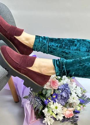 Эксклюзивные туфли лоферы из натуральной итальянской кожи и замша женские8 фото