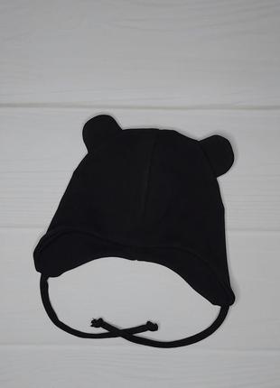 Шапка на завязках с ушками демисезонная деми тоненькая