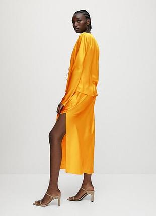 Юбка миди из 100% натурального шелка платье massimo dutti