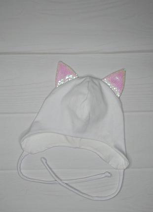 Шапка на завязках с ушками демисезонная деми тоненькая