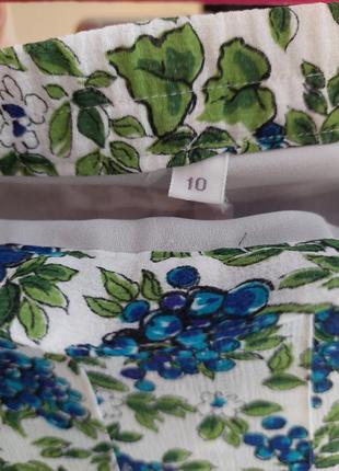 🔆🌿белая винтажная юбка миди в цветочный принт🌿в складки parigi( размер 36-38)4 фото