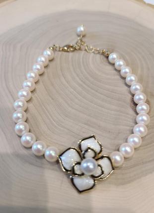 Буси, браслет білий жемчуг пластик.