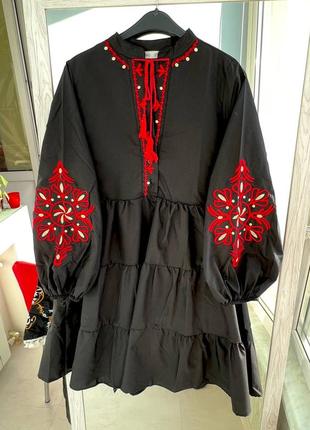 Колоритна сукня вишиванка, плаття етно з вишивкою4 фото