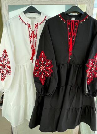 Колоритна сукня вишиванка, плаття етно з вишивкою6 фото