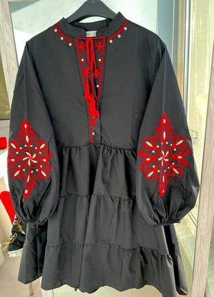 Колоритна сукня вишиванка, плаття етно з вишивкою8 фото