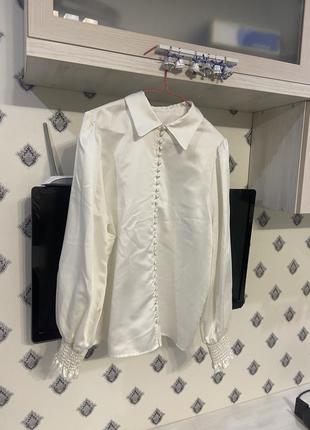 Атласна шовкова блузка в стилі zara5 фото