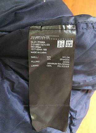 Пальто з капюшоном uniqlo ультралегкі пуховики s темно-синє8 фото