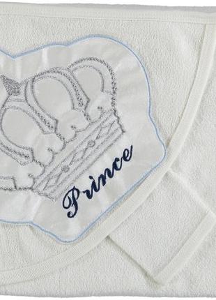 Детское махровое полотенце с капюшоном prince. уголок для купания новорожденного мальчиков1 фото