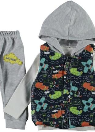 Комплект детской одежды ( жилетка + реглан + штаны) 86 размер на мальчика 12-18 месяцев