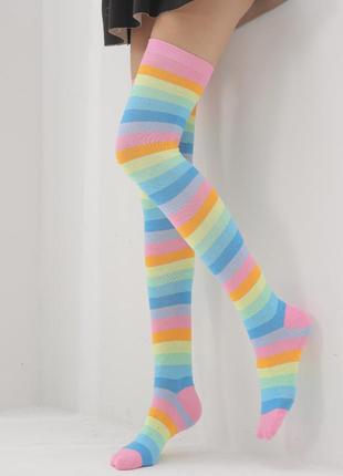 Радужные чулки, заколенки на подростков и взрослых, розовый манжет