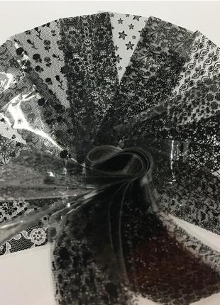 Чорна фольга в баночці для лиття та дизайну нігтів з сіточкою, мереживом №7, 100 см5 фото