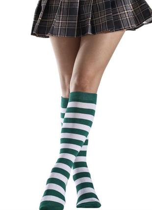 Гольфи зелено - білі, високі шкарпетки на ногу 19-26 см