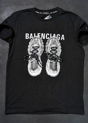 Футболка майка в стиле balenciaga 95% коттон с принтом черная синяя белая