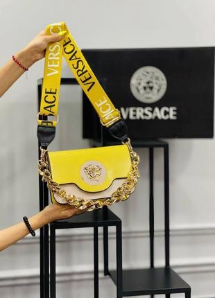 Сумка желтая женская в стиле versace сумка клатч версаче кросс-боди