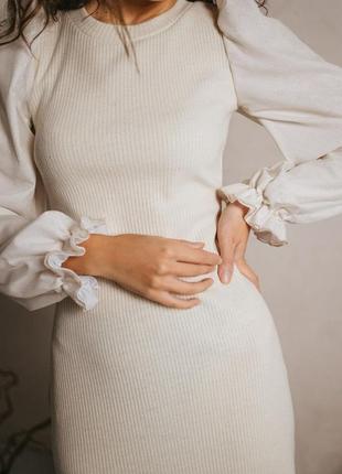 Ангоровое платье с рукавами из шифона4 фото