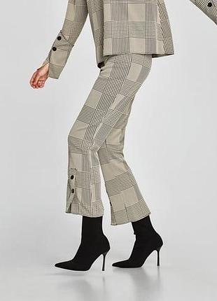 Укороченные брюки,кюлоты в принт,клетка,гусиная лапка zara,36/s