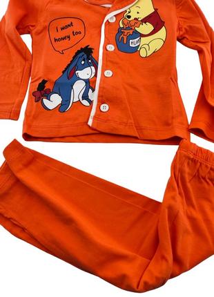 Пижама детская 2, 3, 4 года турция хлопок с длинными рукавами и принтом оранжевый (пждм305)3 фото