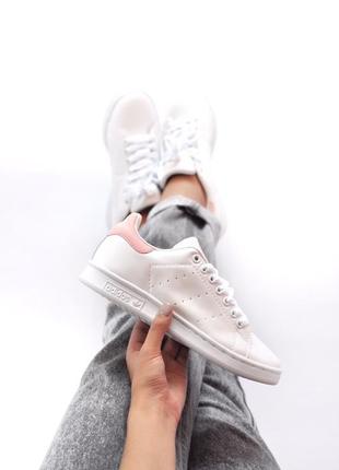 Крутые кеды stan smith с розовым задником (весна-лето-осень)😍1 фото