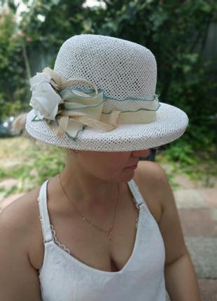 Лёгкая шляпа, летняя шляпка из рисовой соломки2 фото