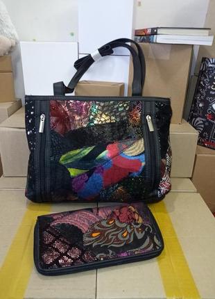 Жіноча сумка і гаманець (короткі ручки, 32х23х9)2 фото