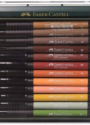 Набір ручок-пензликів капілярних 12 кольорів, faber castell pitt artist pen - earth tones