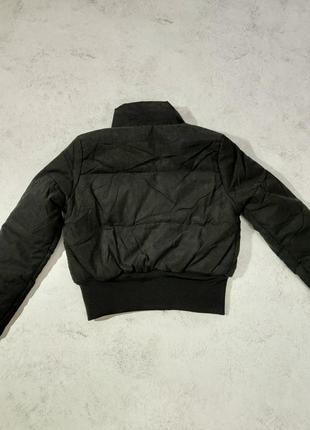 Бомбер черный куртка короткая черная5 фото