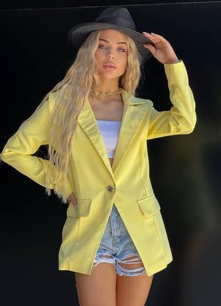 Удлиненный пиджак (на подкладке и на плечиках цвета: лимон, оранж, белый8 фото