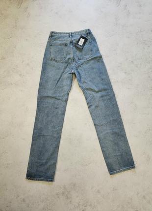 Прямые джинсы с разрезами высокая посадка5 фото