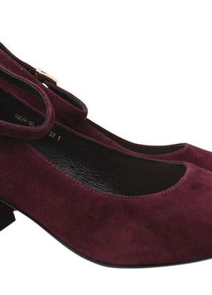 Туфли женские из натуральной замши, на большом каблуке, бордовые, angelo vani, 391 фото