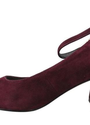 Туфли женские из натуральной замши, на большом каблуке, бордовые, angelo vani, 392 фото