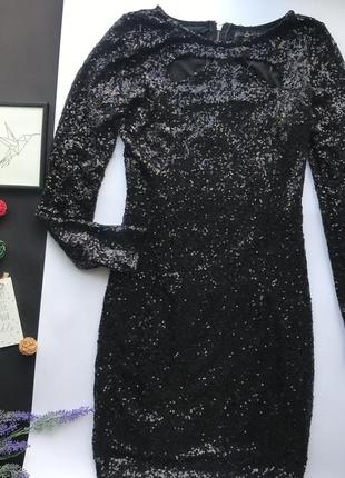 Блестящие чёрное платья с паетками /  блестящие платья длинным рукавом7 фото