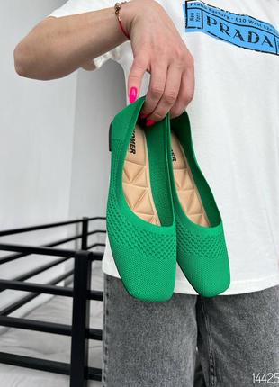Балетки мокасини слипоны лоферы туфли вязаные текстиль с квадратным носком