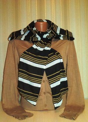 Летний шарф-капор в полоску молодежный.  для создания своего имиджа.