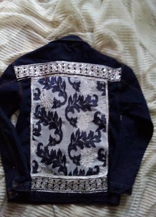 Подовжена джинсовка етно