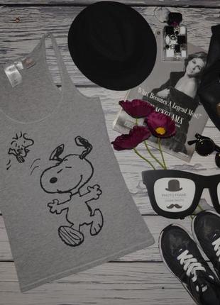 S h&m фірмова натуральна яскрава жіноча майка маєчка снупі snoopy