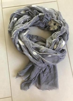 Шарф шелковый в мохеровые цветы , большой и стильный