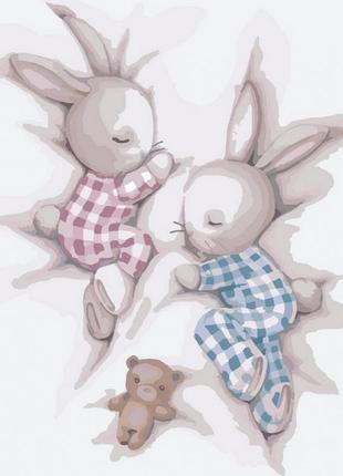 Картина по номерам зайчики для дітей "сладкие сны 2" 30 х 30 см ідейка kho2335 melmil1 фото