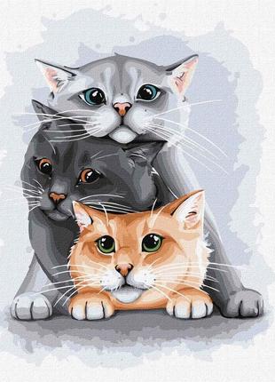 Картина по номерам с котами "маленькие любимцы" идейка kho4258 30 х 40 см melmil