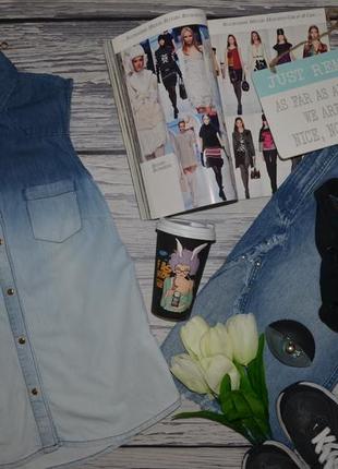S фірмова джинсова сорочка блузка блуза майка безрукавка для модниць градієнт1 фото