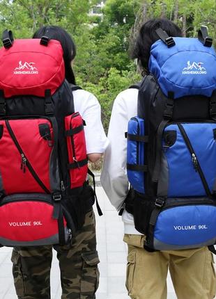 Рюкзак 90 л чорний універсальний експедиційний спортивний текстиль для подорожей5 фото